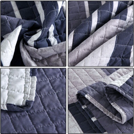 WOLTU Dessus De Lit Patchwork.Couvre-Lit Matelassé. Jeté De Lit Pour Lit Double. 240x260cm. Patchwork Stripes + Karo – Image 3