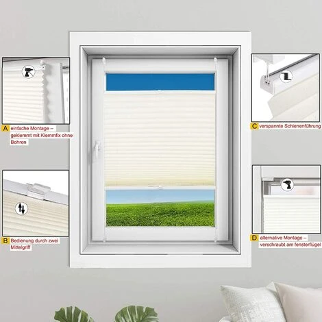 WOLTU Stores Plissés.Installation Rapide Sans Perçage.Stores Opaques Pour Fenêtres.55x100cm.Anthracite – Image 3