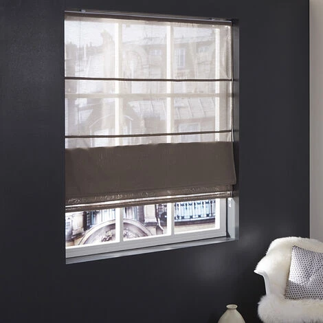 Store Bateau Tamisant Lurex Elfi - Taupe - L40 X H250cm