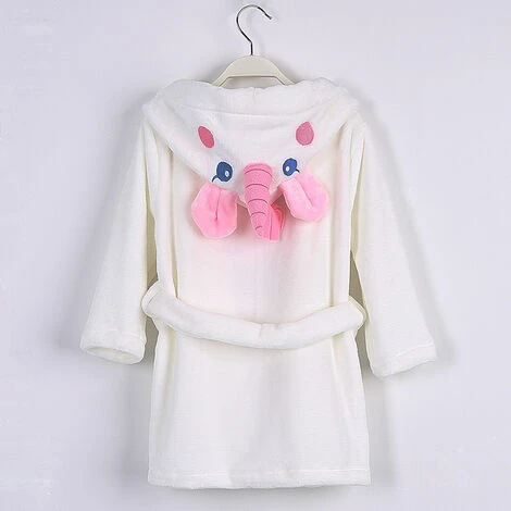 Enfants Peignoir Garçons Filles à Capuche Robes Enfant Doux Pyjamas Vêtements De Nuit Peignoir En Flanelle Vêtements De Maison Pour Enfants Macaron – Image 4