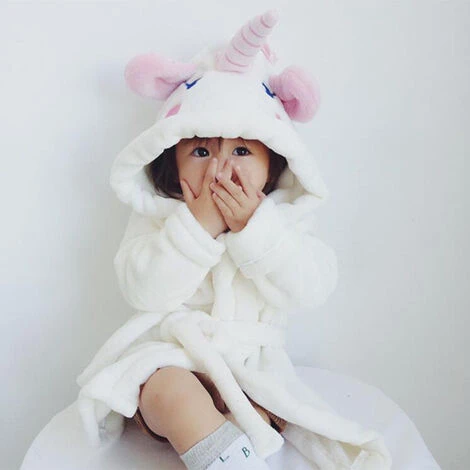 Enfants Peignoir Garçons Filles à Capuche Robes Enfant Doux Pyjamas Vêtements De Nuit Peignoir En Flanelle Vêtements De Maison Pour Enfants Macaron – Image 5
