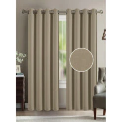 Paire De Doubles Rideaux Ă Â Oeillets Effet Lin 140 X 260 Cm Moonlight Deco