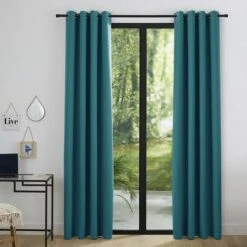 Lot De 2 Rideaux Occultant Turquoise 140 X 260 Cm