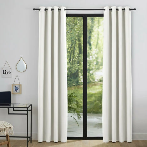 Lot De 2 Rideaux Occultant Blanc 140 X 260 Cm