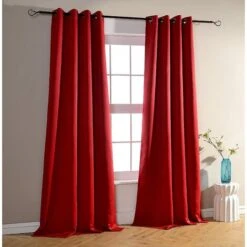 Lot De 2 Rideaux Occultants Thermiques - Rouge - 140 X 260 Cm