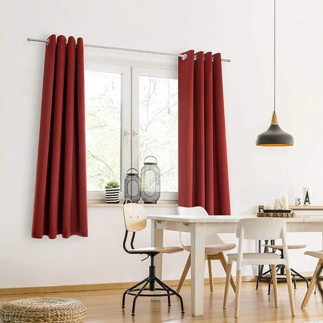 Lot De 2 Rideaux Occultants Thermiques - Rouge - 140 X 260 Cm â Image 2