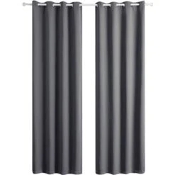 Lot De 2 Rideaux Occultants Thermiques - Gris - 140 X 260 Cm
