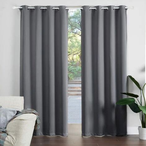 Lot De 2 Rideaux Occultants Thermiques - Gris - 140 X 260 Cm â Image 2