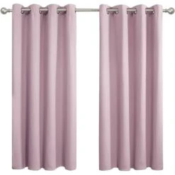 Lot De 2 Rideaux Occultants Thermiques - Rose - 140 X 260 Cm