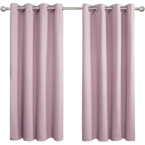 Lot De 2 Rideaux Occultants Thermiques - Rose - 140 X 260 Cm