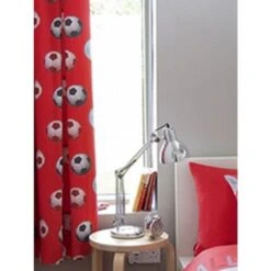 Rideaux Doublés De Football - Rouge - 168 Cm X 183 Cm