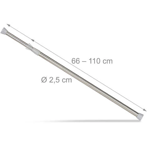 Relaxdays Barre Télescopique Tringle à Rideaux Douche Tige Encadrement Porte Etc. Sans Perçage Inox, 66 - 110 Cm – Image 4