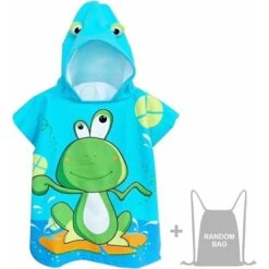 Poncho De Bain à Capuche Enfants, Microfibre Serviette De Bain Enfants Serviette De Plage Cape De Bain Super Doux Poncho à Capuche Pour Filles Garçons Enfants De 2 à 8 Ans (Grenouille)