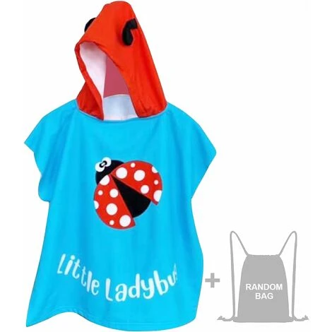 Poncho De Bain à Capuche Enfants, Microfibre Serviette De Bain Enfants Serviette De Plage Cape De Bain Super Doux Poncho à Capuche Pour Filles Garçons Enfants De 2 à 8 Ans (Coccinelle)