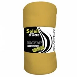 Couverture Unie 180x220 Cm POLAIRE Moutarde, Par Soleil D'ocre