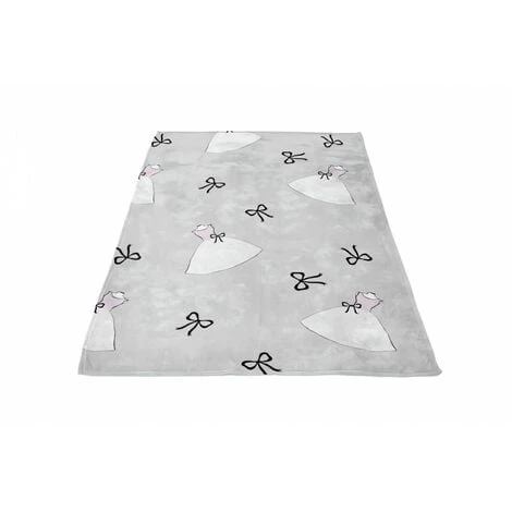 Plaid Polaire Microfibre Imprimé 110x170 Cm ANAIS Gris, Par Soleil D'ocre