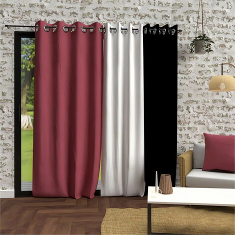 Bohème Rideaux Oeillets, Microfibre Lavé, Framboise, Par Soleil D'ocre - 140 X 250 Cm – Image 2