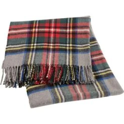 Baroni Home Plaid Dans Le Mélange De Coton. Canapé Gris écossais à Carreaux. Fabriqué En Italie Couverture 130x170 Cm