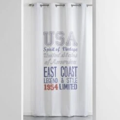 Rideau A Oeillets Imprime Microfibre East Coast Des.Plage 140 X 260 Cm