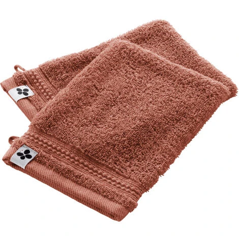 Lot De 2 Gants De Toilette Coton Bio Garance Terracotta