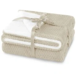 Couverture Double Face Beige, 70x150 Cm