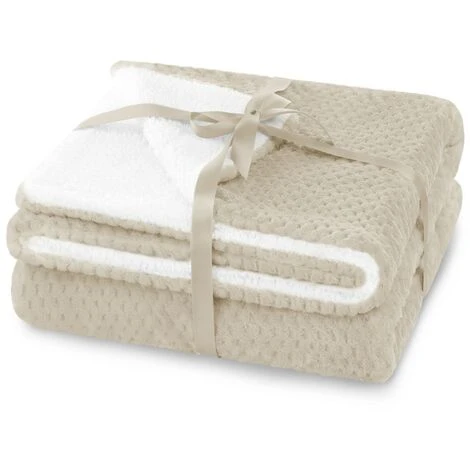 Couverture Double Face Beige, 70x150 Cm