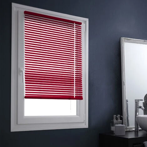 Store Vénitien Aluminium 25mm Sans Percer - Rouge - L32 X H150cm