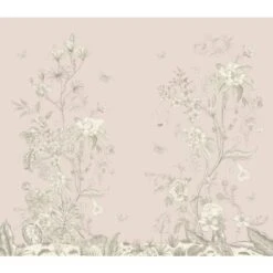 Rideau Imprimé Fleurs Blanches Sur Fond Unis Rose 280x245 Cm