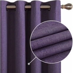 Deconovo Lot De 2 Rideaux Occultants Thermique Isolant, Design Moderne à Oeillets Rideaux Pour Salon Et Chambre, 117x138 Cm, Violet Foncé