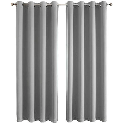 Rideaux Occultants Thermiques Pour Salon Et Chambre, 140240cm (HxL), Gris – Rideau Unis Opaque A Oeillets, Isolant Thermique (Chaud/Froid) Et Phonique, Lot De 2 Panneaux – Image 4