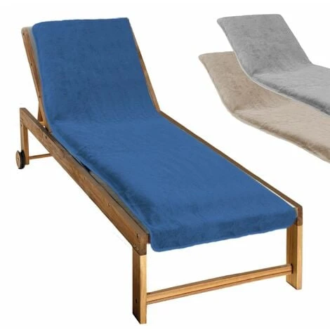 Serviette De Plage à Rabat Pour Transat De Bain, 100 % Coton - 75 X 200 Cm - Bleu - Vivezen