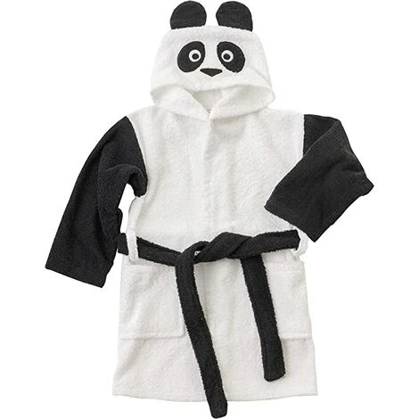 Baroni Home Peignoir Pour Enfant Et Fille Avec Capuche, Peignoir Bebe Fille Et Garçon 100 % Coton, Avec Poches Et Capot – Panda 4/6 Ans
