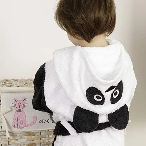 Baroni Home Peignoir Pour Enfant Et Fille Avec Capuche, Peignoir Bebe Fille Et Garçon 100 % Coton, Avec Poches Et Capot – Panda 4/6 Ans – Image 4