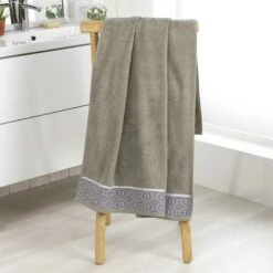 Drap De Bain 90 X 150 Cm Ethnic Estebane Kaki