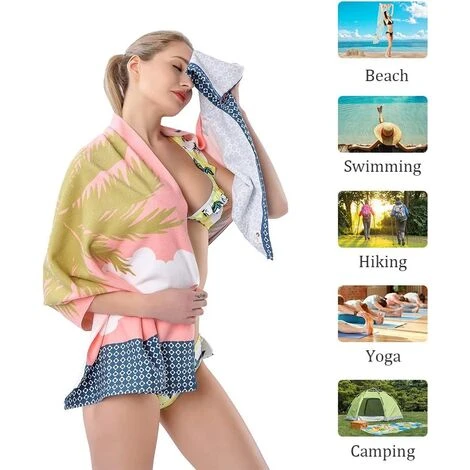 Serviette De Bain 152,4 X 76,2 X 0,02 Cm (L X L X H) Serviette De Plage, Serviettes De Plage En Microfibre Pour Adultes, Serviettes De Piscine à Séchage Rapide Pour Nageurs Serviettes De Plage Sans Sa – Image 3