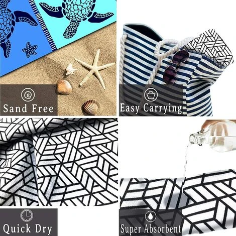 Serviette De Plage 70X140CM Tortue Serviette De Plage Super Doux Absorbant À Séchage Rapide Serviette De Plage Sans Sable Serviette De Bain Mince Serviette De Piscine Couverture De Plage Surdimensionn – Image 5