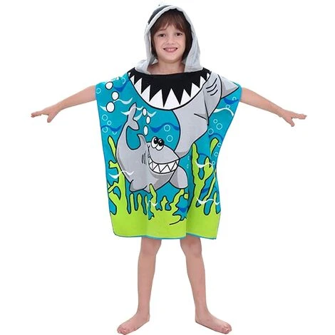 Cape De Bain Enfant Poncho De Bain Enfant Serviette De Bain Enfants Serviette De Plage à Capuche Motifs Mignons Usage Multiple Pour Enfants De 2 à 8 Ans