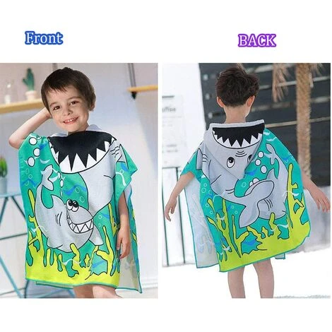 Cape De Bain Enfant Poncho De Bain Enfant Serviette De Bain Enfants Serviette De Plage à Capuche Motifs Mignons Usage Multiple Pour Enfants De 2 à 8 Ans – Image 2