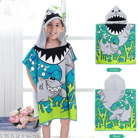 Cape De Bain Enfant Poncho De Bain Enfant Serviette De Bain Enfants Serviette De Plage à Capuche Motifs Mignons Usage Multiple Pour Enfants De 2 à 8 Ans – Image 3