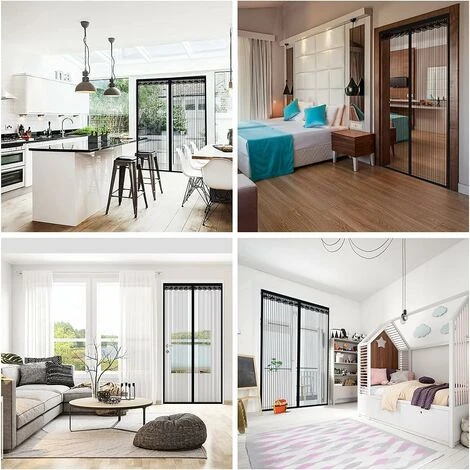 MINKUROW Porte Moustiquaire Aimantée, 100x230cm Porte De Balcon Aimantée Rideau Anti-Mouches Sans Perçage, Rideau Anti-Insectes, Porte Moustiquaire, Portes Battantes Pour Porte Patio Salon – Image 2