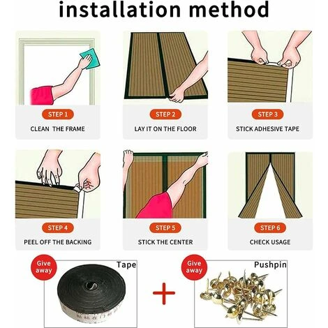 MINKUROW Porte Moustiquaire Aimantée, 100x230cm Porte De Balcon Aimantée Rideau Anti-Mouches Sans Perçage, Rideau Anti-Insectes, Porte Moustiquaire, Portes Battantes Pour Porte Patio Salon – Image 4