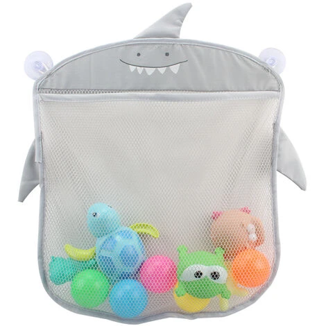 Organisateur De Jouets De Bain Pour Bébé, Sac De Rangement Pour Jouets Pour Salle De Bain Et Baignoire, Filet De Rangement En Maille Pour Accessoires De Douche, 2 X Ventouse——grise 56Vingt – Image 2