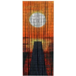 WENKO Rideau Bambou, Rideau De Porte, Coucher De Soleil, Rideau Mouche, Bambou, 90x200 Cm, Multicolore