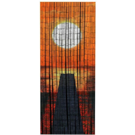 WENKO Rideau Bambou, Rideau De Porte, Coucher De Soleil, Rideau Mouche, Bambou, 90x200 Cm, Multicolore