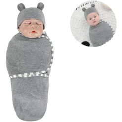 Lange Pour Bébé Avec Bonnet Linges Pour Bébé Nouveau-né En Coton Biologique Confortable, Gigoteuse Pour Bébé Fille Garçon 0-3 Mois