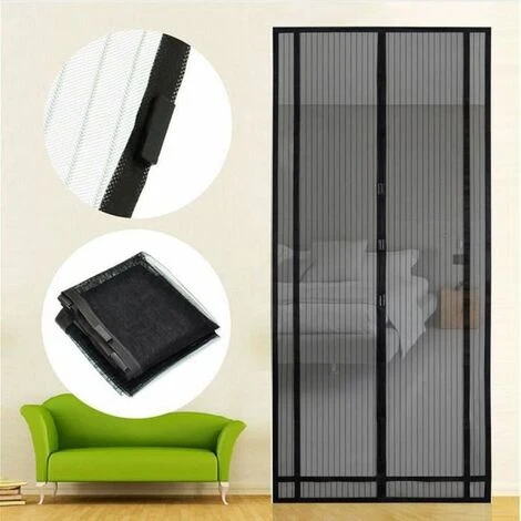Moustiquaire Porte Fenetre Magnétique ,Totalement Magnétique, Sans Perçage L130 X H220cm Noir 1pcs FUIENKO – Image 3