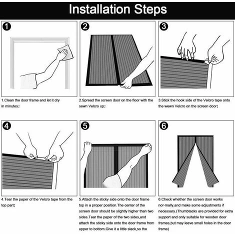 Moustiquaire Porte Fenetre Magnétique ,Totalement Magnétique, Sans Perçage L130 X H220cm Noir 1pcs FUIENKO – Image 4