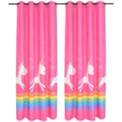 Rideau Occultant Imprimé Pour Enfants 2 Pcs 140 X 240 Cm Rose VidaXL