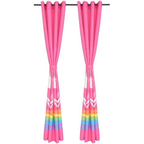 Rideau Occultant Imprimé Pour Enfants 2 Pcs 140 X 240 Cm Rose VidaXL – Image 2