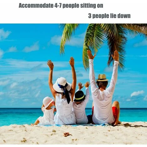 READCLY-Tapis De Plage 200x210cm Serviette De Plage Anti Sable Matelas De Sol Impermeable Avec 4 Piquets, Tapis Couverture Pique Niques Pliable Plage Accessoire Panier Tapis De Jardin Exterieur 4-6 Pe â Image 3